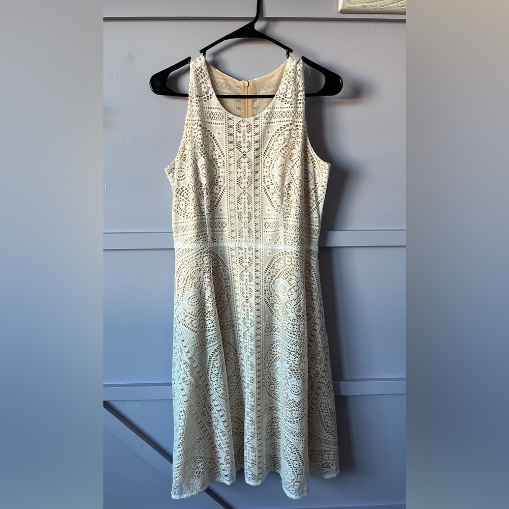 Sandra Darren sleeveless lace fit and flare dress